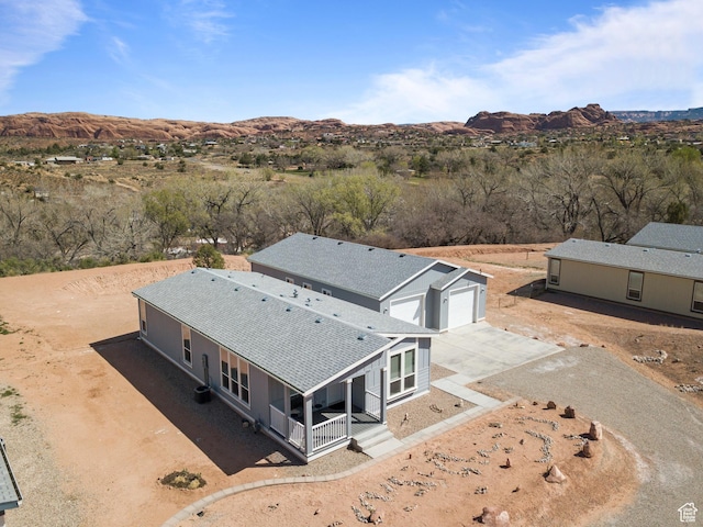 aerial view with a rural view and a mountain view