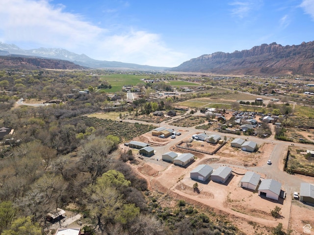aerial view with a mountain view