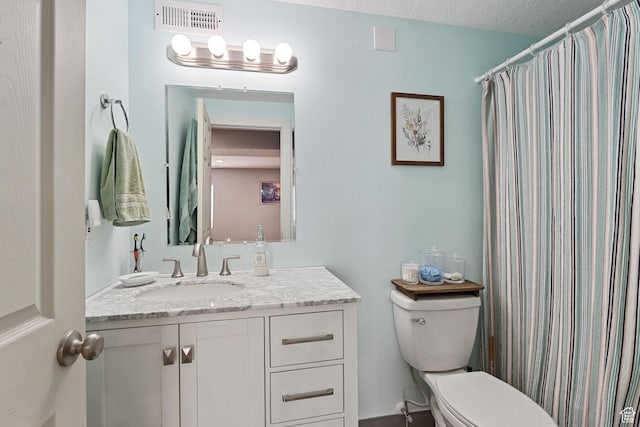 4687 E Jordan Way, Eagle Mountain, UT 84005 - bathroom with visible vents, toilet, curtained shower, and vanity