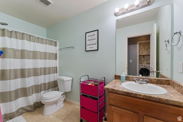 4687 E Jordan Way, Eagle Mountain, UT 84005 - full bath featuring visible vents, washer / clothes dryer, toilet, vanity, and tile patterned floors