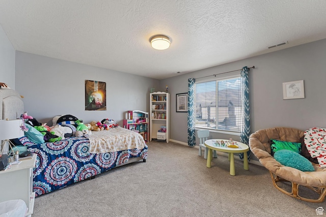 4687 E Jordan Way, Eagle Mountain, UT 84005 - bedroom featuring a textured ceiling, carpet flooring, baseboards, and visible vents