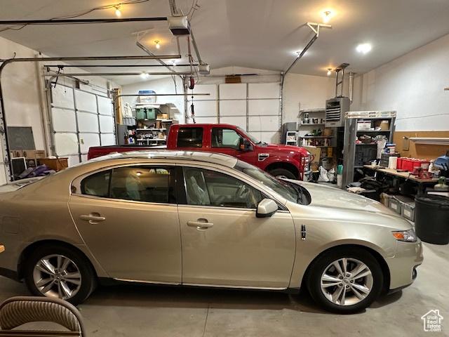 garage with a garage door opener