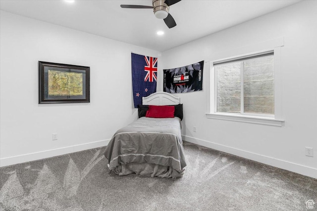 140 S 100 E, Wales, UT 84667 - bedroom featuring recessed lighting, carpet, baseboards, and a ceiling fan