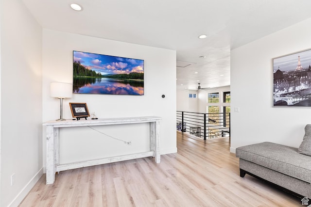 94 S 950 E, Hyde Park, UT 84318 - living area featuring recessed lighting, an upstairs landing, light wood-type flooring, and baseboards