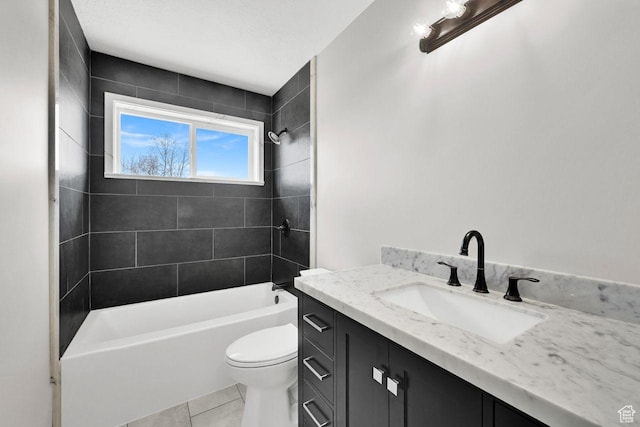 3005 W 3300 S, West Haven, UT 84401 - bathroom featuring toilet, vanity, tile patterned flooring, and washtub / shower combination
