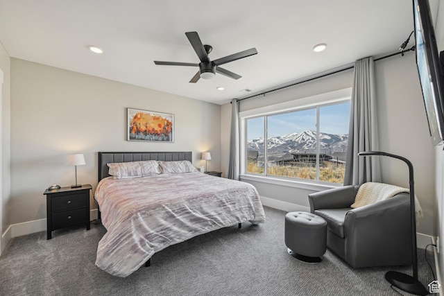 11285 N Shoreline Ct, Hideout, UT 84036 - bedroom featuring recessed lighting, ceiling fan, baseboards, and carpet floors