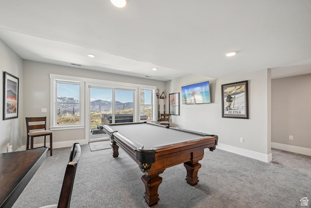 11285 N Shoreline Ct, Hideout, UT 84036 - rec room with recessed lighting, carpet flooring, baseboards, and pool table