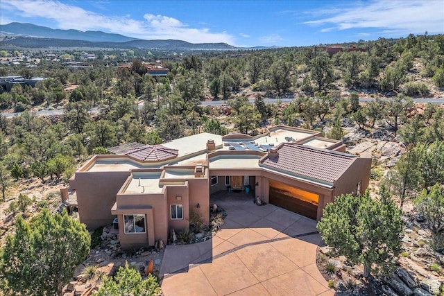aerial view with a mountain view