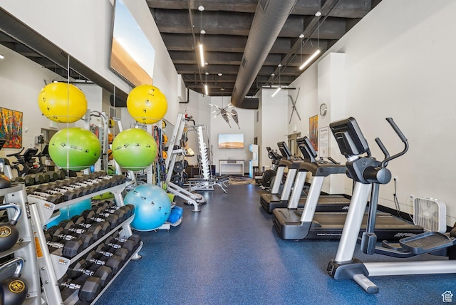 3720 N Sundial Ct Unit Cg02, Park City, UT 84098 - workout area featuring a towering ceiling