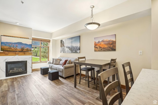 3720 N Sundial Ct Unit Cg02, Park City, UT 84098 - living area featuring baseboards, wood finished floors, and a high end fireplace