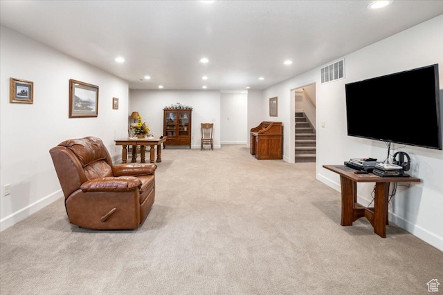 1510 S Mahogany Dr, Garden City, UT 84028 - living area featuring light colored carpet, visible vents, and recessed lighting