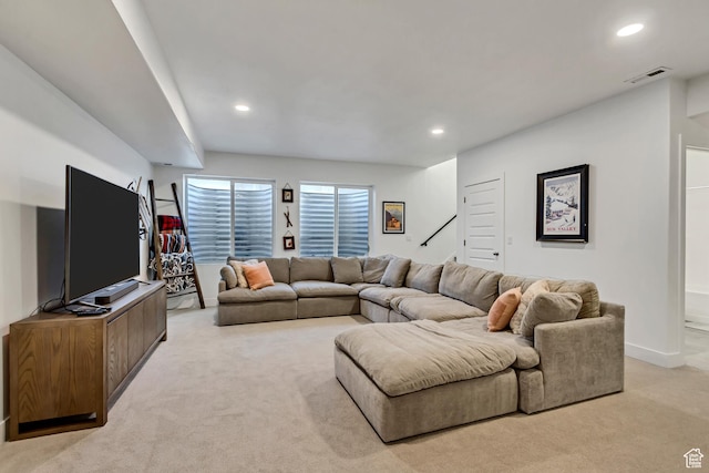 1919 S Sawmill Blvd E, Heber City, UT 84032 - living area with visible vents, recessed lighting, and light carpet