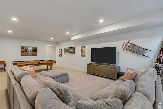 1919 S Sawmill Blvd E, Heber City, UT 84032 - living area featuring light colored carpet, pool table, baseboards, and recessed lighting