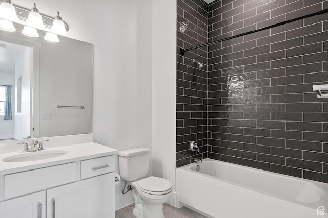 5648 S Adobe Sun Dr, St George, UT 84790 - bathroom featuring toilet, tile patterned floors, shower / tub combination, and vanity