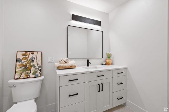 205 S Highland Dr, Santaquin, UT 84655 - half bath with toilet, tile patterned flooring, baseboards, and vanity