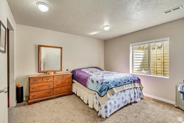 306 W 1240 S, Payson, UT 84651 - bedroom featuring visible vents, baseboards, light colored carpet, and a textured ceiling
