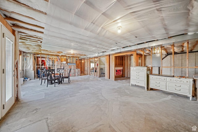 view of unfinished basement