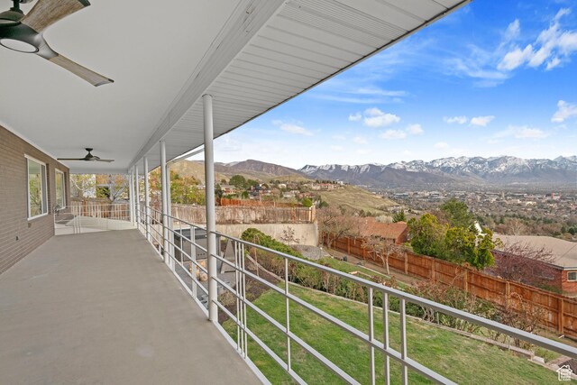 816 E 16th Ave, Salt Lake City, UT 84103 - balcony featuring a ceiling fan and a mountain view