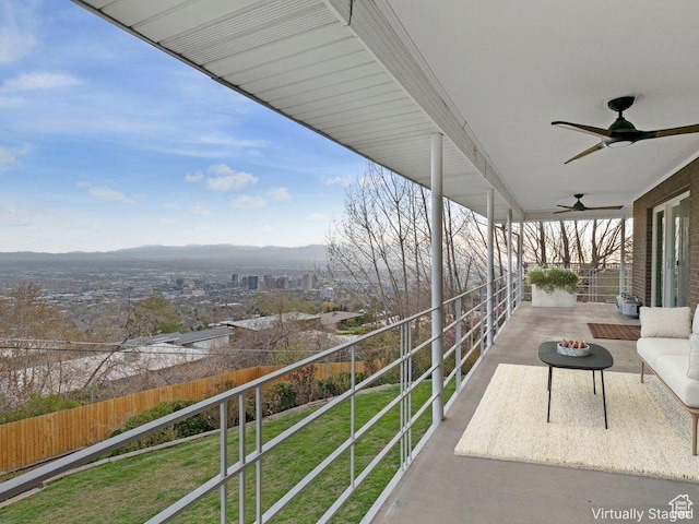 816 E 16th Ave, Salt Lake City, UT 84103 - balcony with a mountain view and ceiling fan