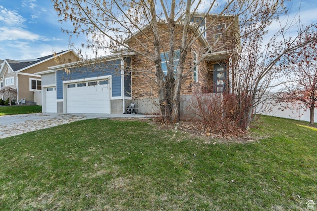 9452 S Alane Hollow Rd W, West Jordan, UT 84081 - view of front facade featuring a front yard, an attached garage, and concrete driveway