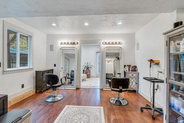 996 W 1340 N, Orem, UT 84057 - interior space featuring recessed lighting, arched walkways, a textured ceiling, and hardwood / wood-style floors