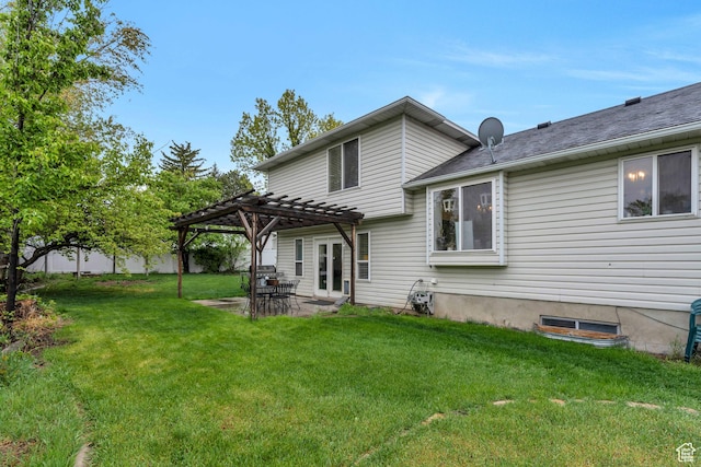 996 W 1340 N, Orem, UT 84057 - back of house featuring a yard, french doors, a patio, and a pergola