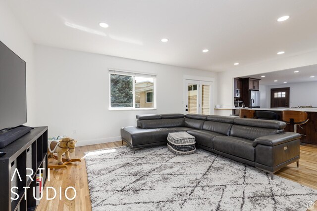 379 E 100 S, Kaysville, UT 84037 - living area with light wood-style floors, recessed lighting, and baseboards