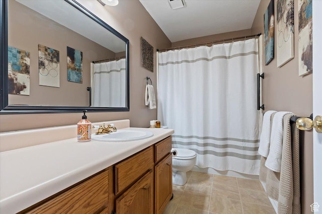 14883 S 3200 W, Bluffdale, UT 84065 - full bathroom with tile patterned flooring, toilet, vanity, and a shower with curtain