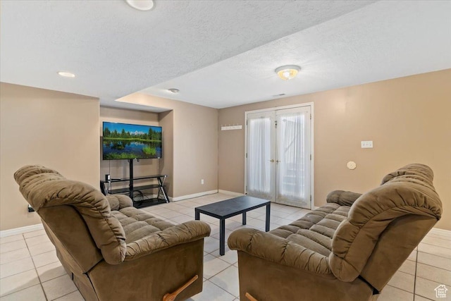 14883 S 3200 W, Bluffdale, UT 84065 - living area with a textured ceiling, light tile patterned floors, and baseboards