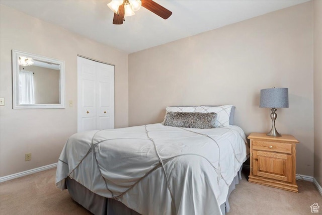 14883 S 3200 W, Bluffdale, UT 84065 - bedroom featuring a closet, light colored carpet, baseboards, and a ceiling fan