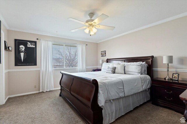 14883 S 3200 W, Bluffdale, UT 84065 - bedroom with crown molding, ceiling fan, and carpet flooring