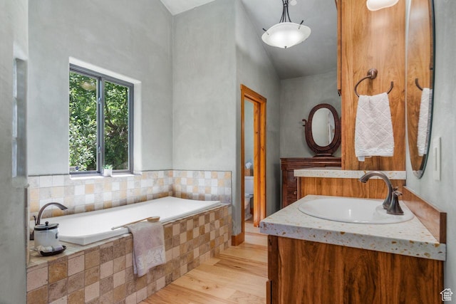 10129 N Basin Canyon Rd, Park City, UT 84098 - full bath with vanity, wood finished floors, and a garden tub
