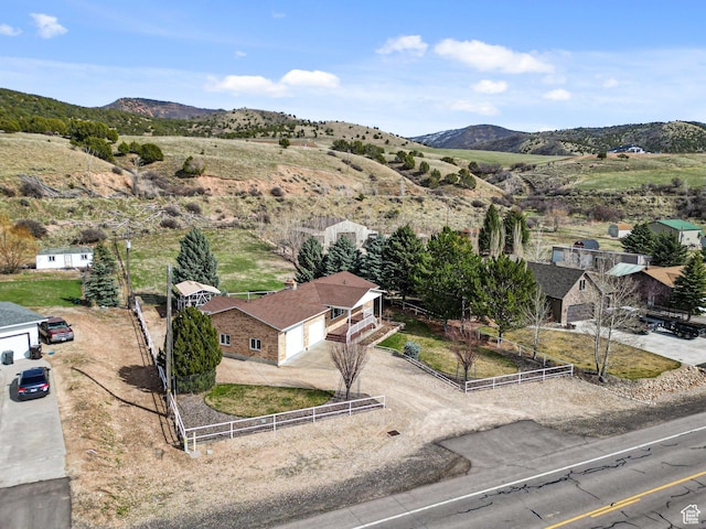 aerial view with a mountain view