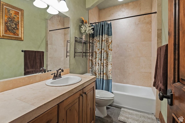 13879 S Standing Oak Dr E, Draper, UT 84020 - full bathroom featuring shower / bathtub combination with curtain, vanity, and toilet
