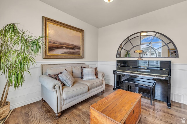 888 W 2800 N, Pleasant Grove, UT 84062 - living room with a decorative wall, wainscoting, and wood finished floors