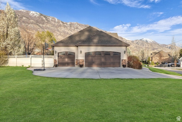 888 W 2800 N, Pleasant Grove, UT 84062 - view of side of property featuring fence, a mountain view, stucco siding, and stone siding