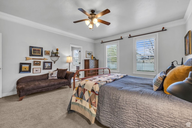 888 W 2800 N, Pleasant Grove, UT 84062 - carpeted bedroom featuring ornamental molding, ceiling fan, and baseboards