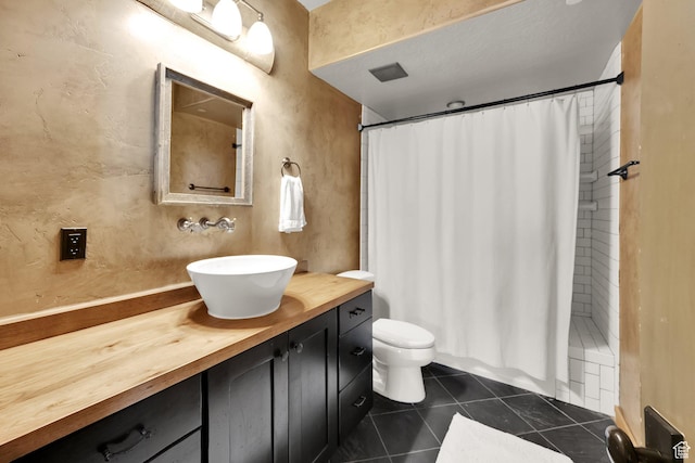 4100 Buck Way Unit 1947, Heber City, UT 84032 - bathroom featuring toilet, tile patterned floors, vanity, and shower / bath combination with curtain