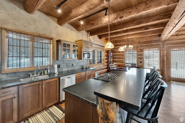 4100 Buck Way Unit 1947, Heber City, UT 84032 - kitchen featuring wood ceiling, appliances with stainless steel finishes, a sink, and a wealth of natural light