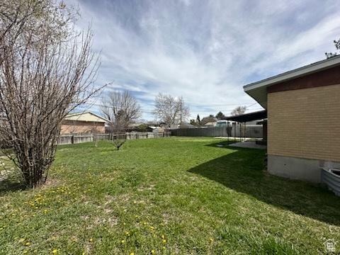 view of yard featuring a fenced backyard