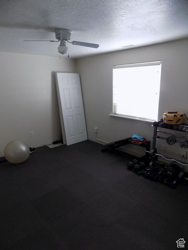 475 W 100 N, Aurora, UT 84620 - workout area featuring a textured ceiling and ceiling fan