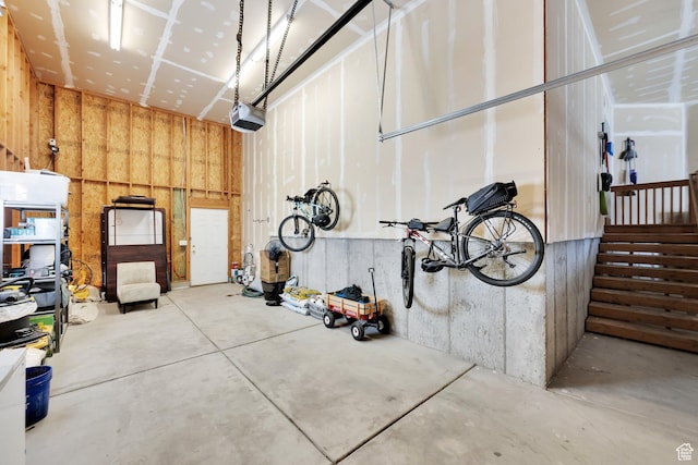 garage with a garage door opener