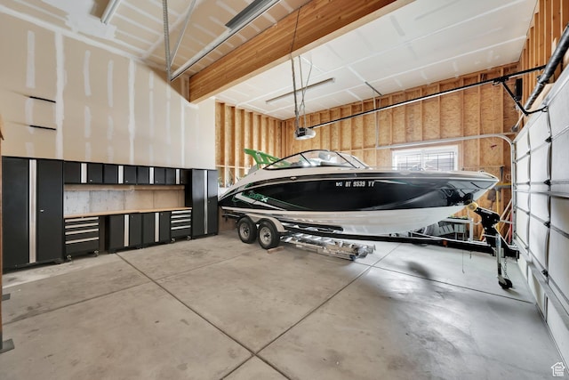 garage with a garage door opener