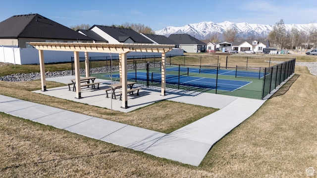 3048 S 400 W, Nibley, UT 84321 - view of home's community with a tennis court, a lawn, fence, a mountain view, and a residential view