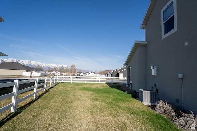 3048 S 400 W, Nibley, UT 84321 - view of yard with cooling unit, a mountain view, and a fenced backyard
