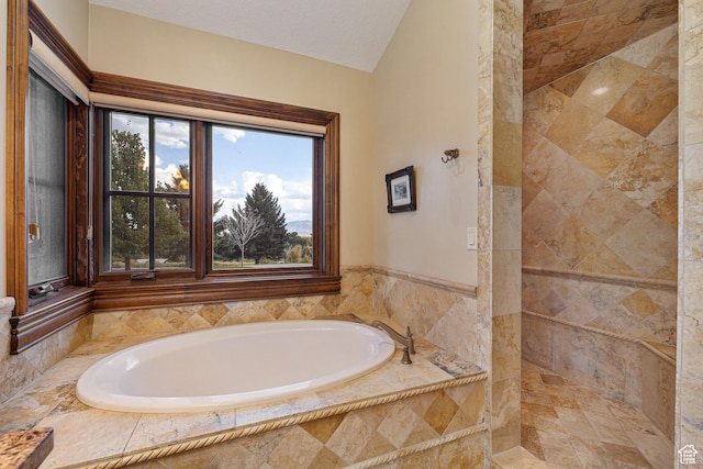 2499 River Meadows Ln, Midway, UT 84049 - bathroom featuring a garden tub and tiled shower
