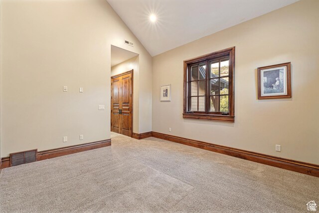 2499 River Meadows Ln, Midway, UT 84049 - unfurnished room with carpet flooring, high vaulted ceiling, and recessed lighting