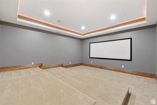 2499 River Meadows Ln, Midway, UT 84049 - carpeted home theater room featuring a raised ceiling and recessed lighting