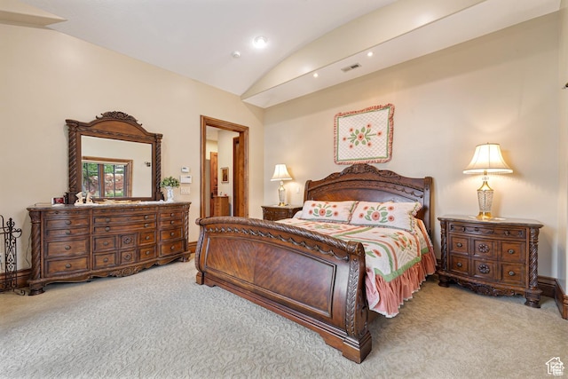 2499 River Meadows Ln, Midway, UT 84049 - bedroom featuring carpet floors, lofted ceiling, and recessed lighting