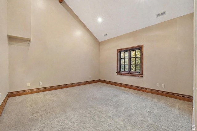 2499 River Meadows Ln, Midway, UT 84049 - empty room featuring carpet, high vaulted ceiling, and recessed lighting